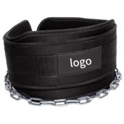 Leather Weightlifting Lever Belt with Chain